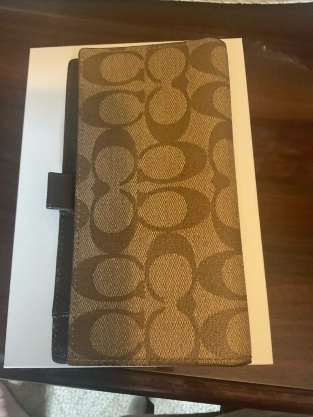 Coach Tan and Brown Signature Long Wallet